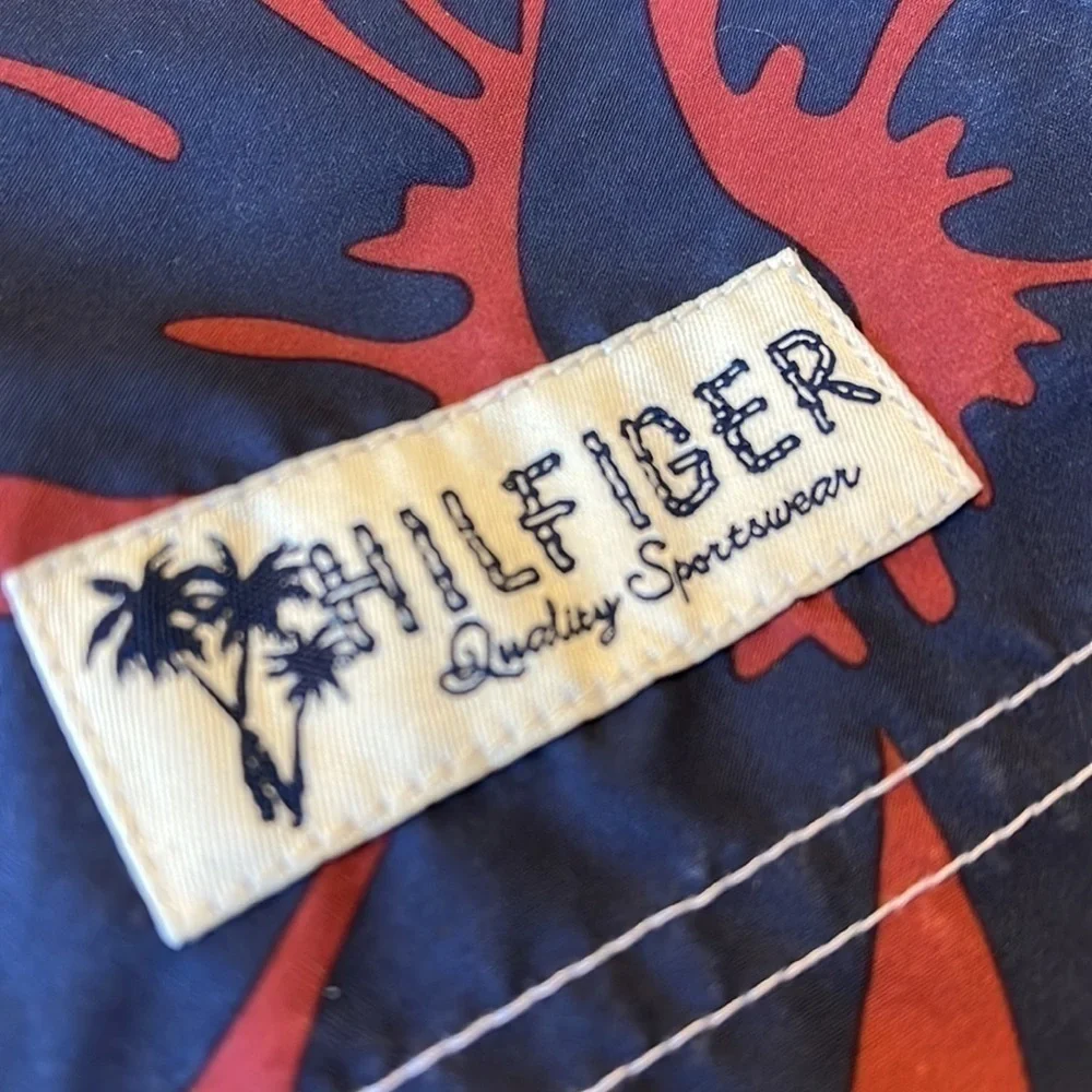 Tommy Hilfiger swim trunks, blue/red, Mens size medium